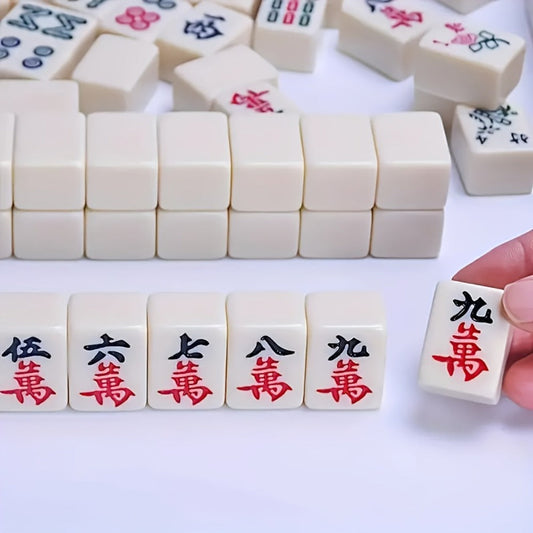 Mini Mahjong Set Portable Travel Size – Compact Authentic Chinese Tile Game for Family Fun Logical Thinking On-the-Go Entertainment, Traditional Mahjong Gift for Adults Kids Seniors