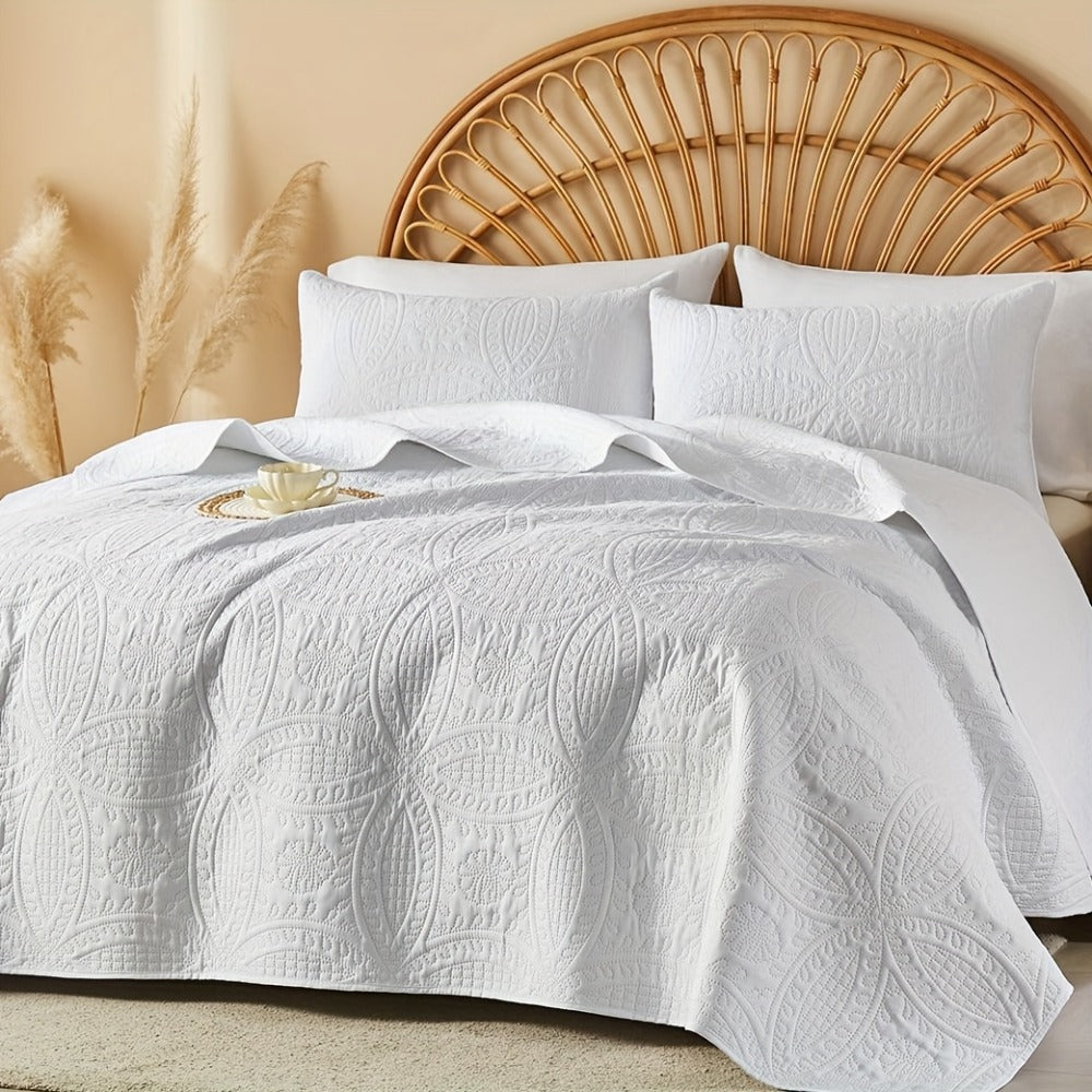 Coin-Pattern Quilt Set in Four Designs, Multiple Colors and Twin, Full-Queen or King-California King Sizes