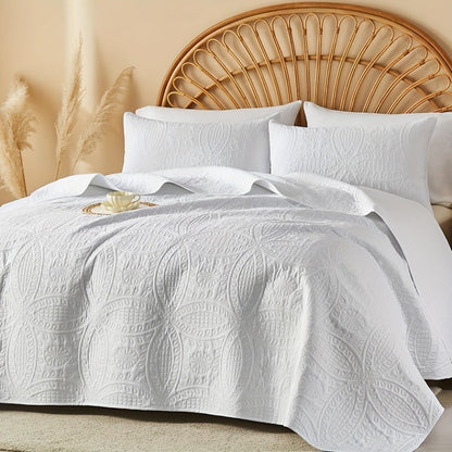 Coin-Pattern Quilt Set in Four Designs, Multiple Colors and Twin, Full-Queen or King-California King Sizes