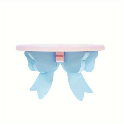 Bow-Shaped Floating Wall Shelf with 20 x 13 cm Pictured Size in Blue-and-Pink or Pink Options