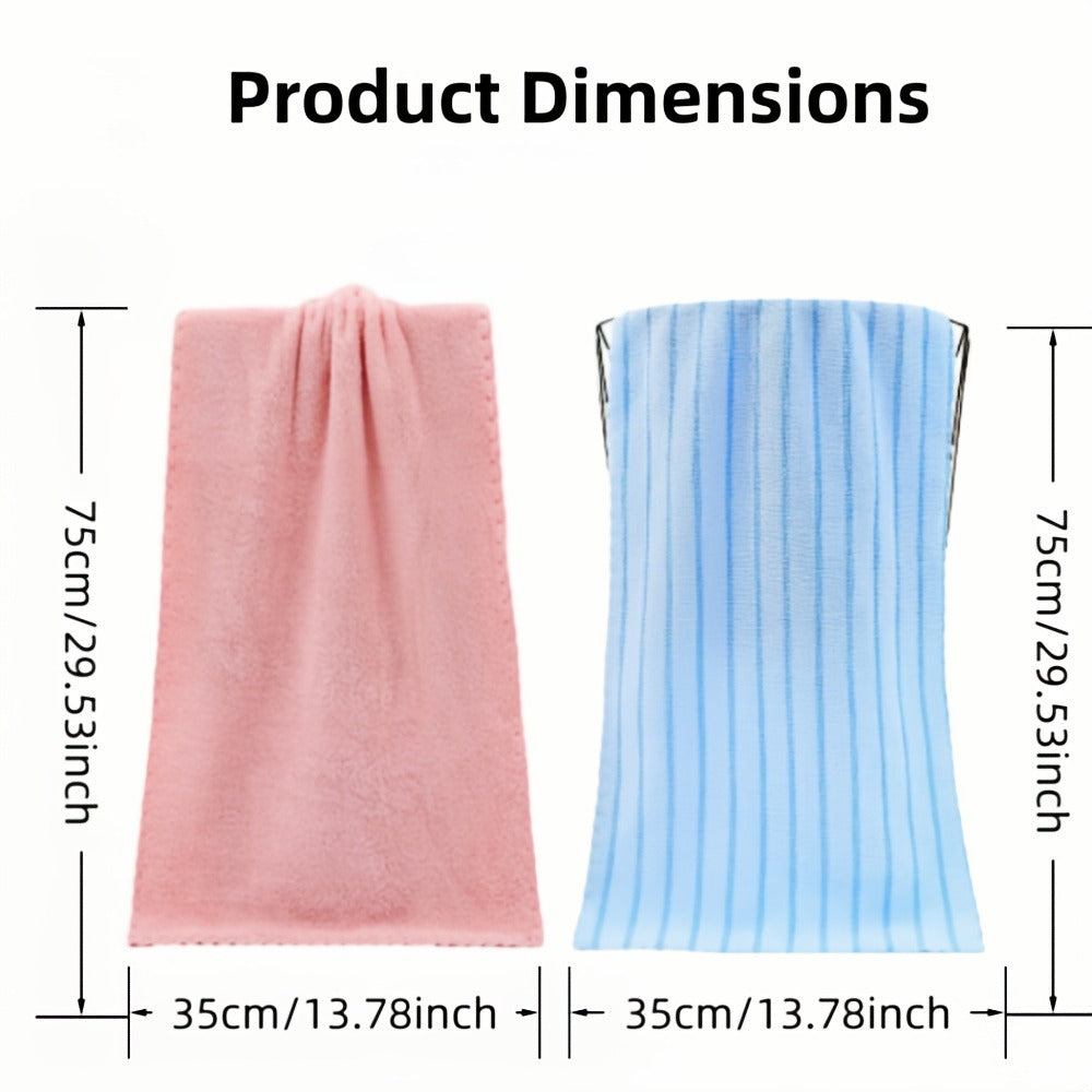 Towel Set 5-Pack 500GSM Coral Fleece Face Towels in Solid, Striped and Five-Color Options for Home and Guest Use