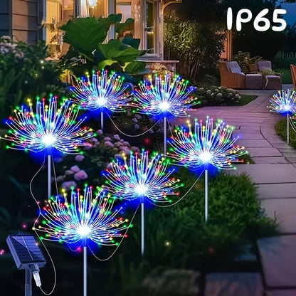 Solar Firework Garden Lights Outdoor 12 Pack 750 LED - 8 Modes Waterproof Starburst Stake Lights for Yard, Pathway, Balcony, Christmas & Holiday Decor, Multicolor or White (4-Pack / 12-Pack)