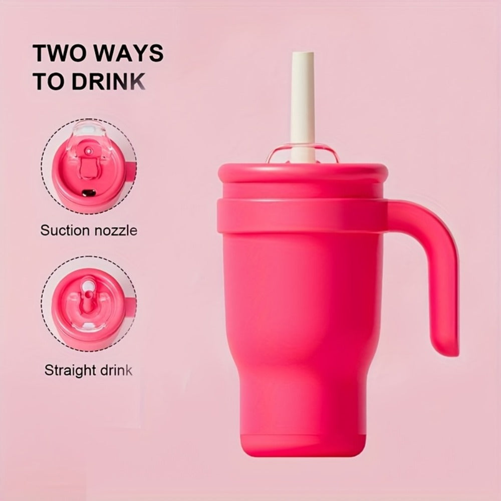 Insulated Tumbler 14oz Stainless Steel with Handle, Straw, Two-Way Lid and Ten Color Options