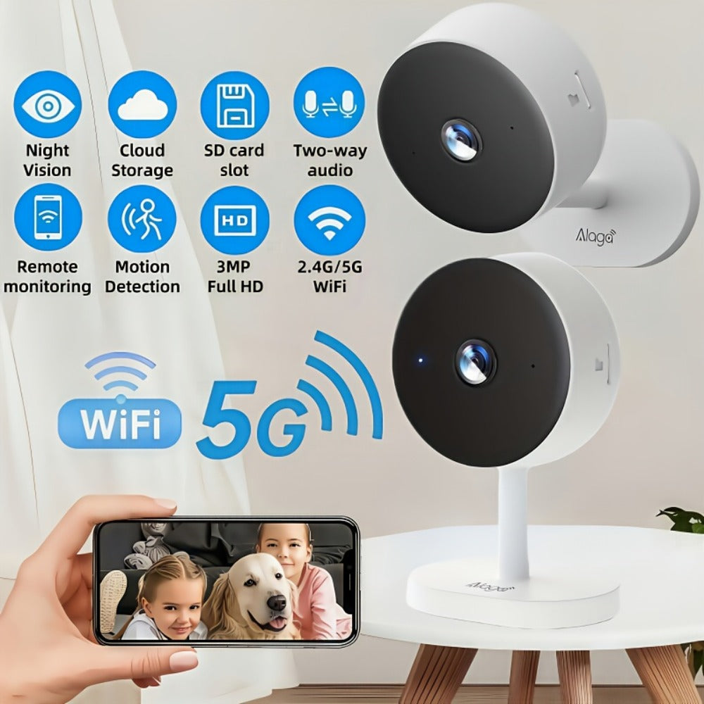 Security Camera 3MP CW1303 Card-Style Indoor Model with Dual-Band WiFi, Infrared Night Vision and Two-Way Audio