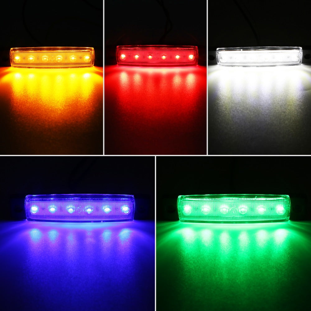 LED Side Marker Lights 30-Pack – 3.8" 6-LED Indicator Lamps for Car, Truck, Trailer & Bus, 12V Multi-Color
