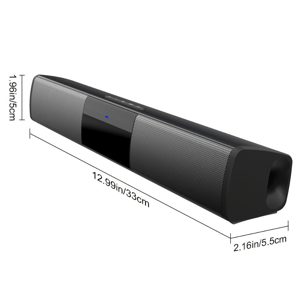 Compact 13-Inch TV Soundbar with Bluetooth, TWS Pairing, TF, AUX, FM Radio and USB Playback