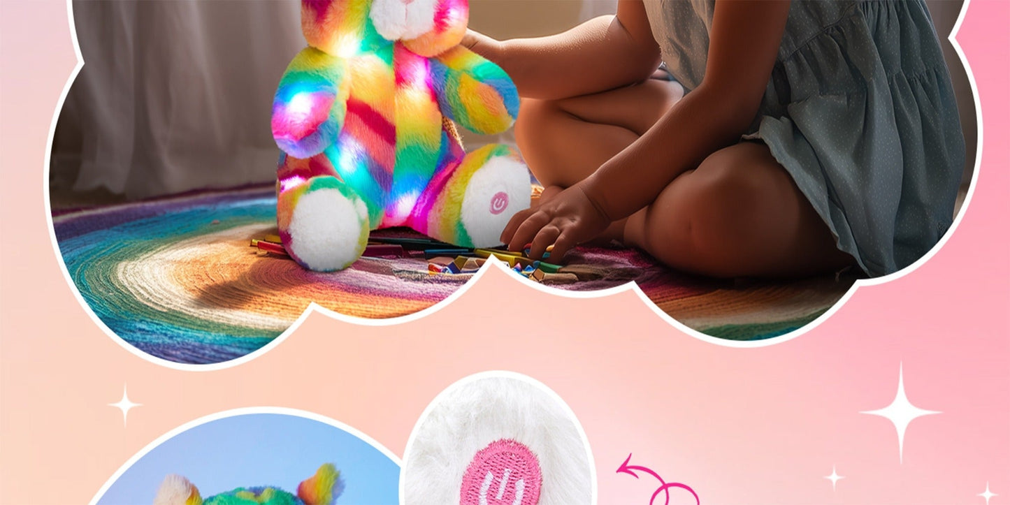 Plush Toy – Rainbow Cat with Glowing Color Points and Music for Bright Interactive Display