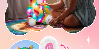 Plush Toy – Rainbow Cat with Glowing Color Points and Music for Bright Interactive Display