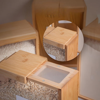Food Storage Containers Two-Piece Bamboo Box Set with Sliding Lids and 101 oz Capacity per Container