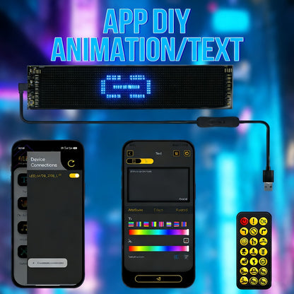 Flexible LED Dot Matrix Display with Remote Control - APP & USB Powered Programmable Scrolling Sign, 8 Dynamic Modes for Car Window Store Shop Hotel Holiday Decoration