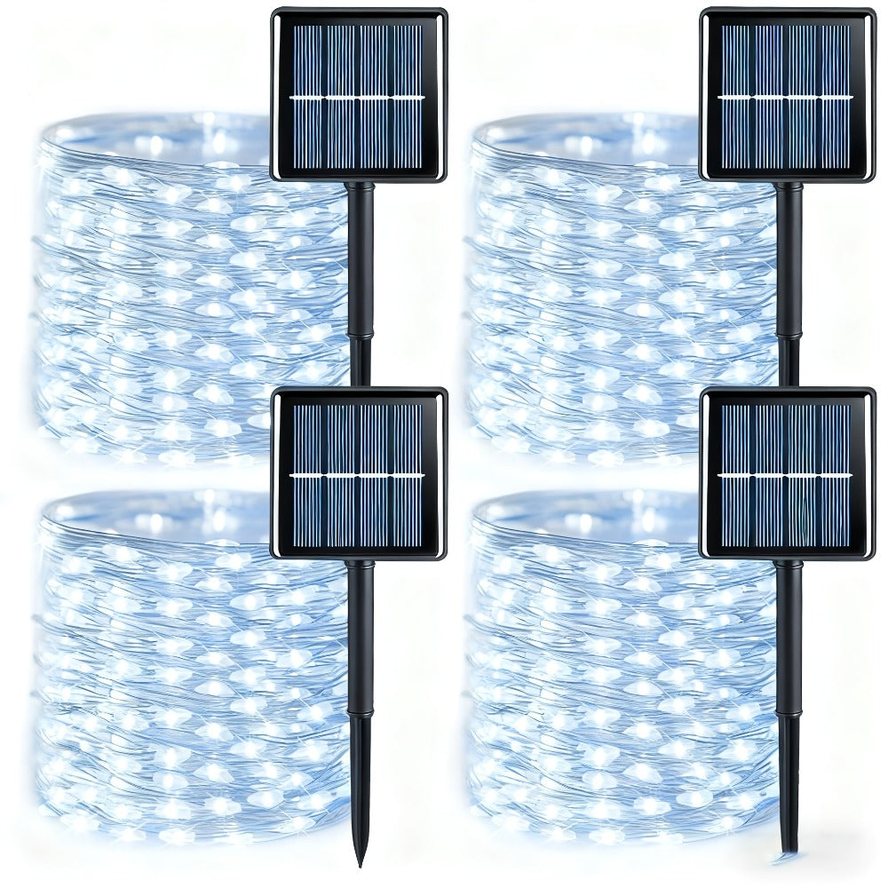 Four-Pack Solar Fairy String Lights with 400 LEDs Total, 160 Feet and Five Color Options for Patio Decor