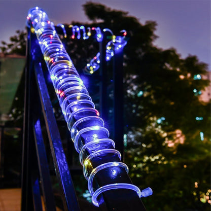 RGB Solar Rope Light with 100 LEDs, 33-Foot Clear Tube and Eight Pictured Lighting Modes for Patio Decor
