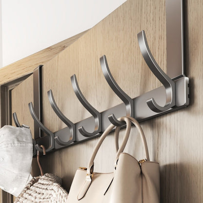 Over-the-Door Hook Hanger Sets in Black with Two 5- or 6-Hook Racks for Keys, Hats and Bags