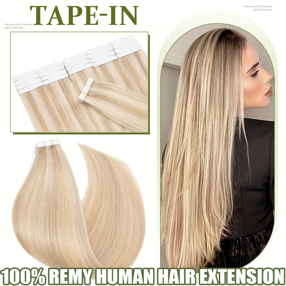 Hair Extensions Straight Brazilian Remy Human Hair Tape-In Set with 10 Pieces, 12–24-Inch Lengths and 11 Colors