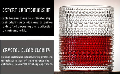 Clear Hobnail Drinking Glasses, Six-Piece 13-Ounce Tumbler Set with Embossed Dot Pattern for Table Settings