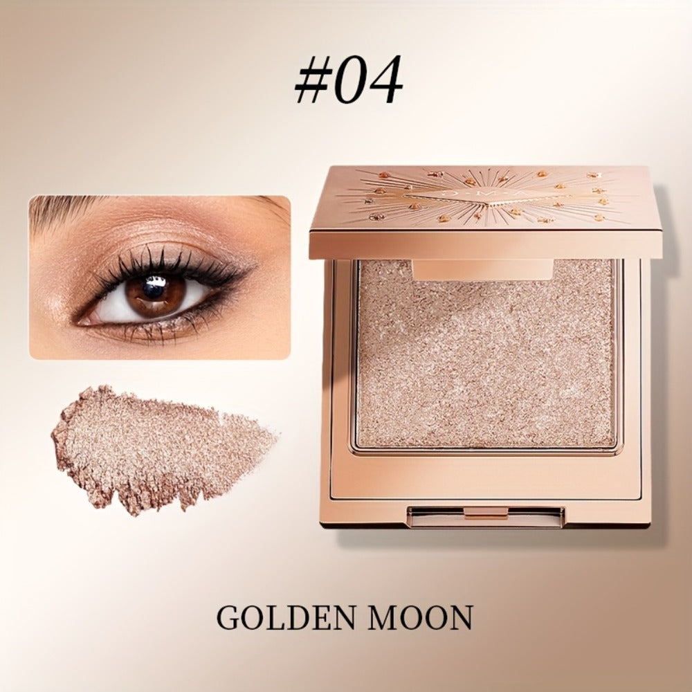 Shimmer Eyeshadow Palette 5 Shades Glowing Waterproof Creamy Blendable Formula with Built-in Mirror - Luxury Packaging Radiant Finish Starlight Tea Brown Eye Makeup Gift Women