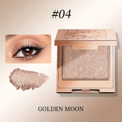 Shimmer Eyeshadow Palette 5 Shades Glowing Waterproof Creamy Blendable Formula with Built-in Mirror - Luxury Packaging Radiant Finish Starlight Tea Brown Eye Makeup Gift Women