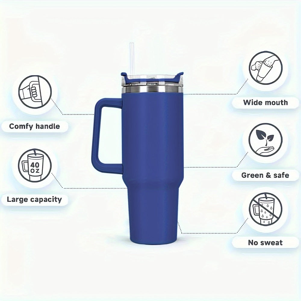 Insulated Water Bottle, 40oz Stainless Steel Drink Container with Lid, Straw and Six Color Choices