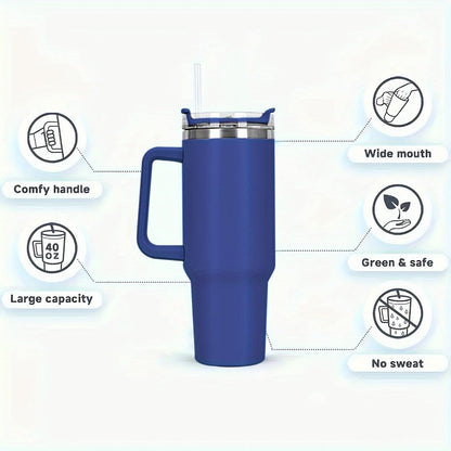 Insulated Water Bottle, 40oz Stainless Steel Drink Container with Lid, Straw and Six Color Choices