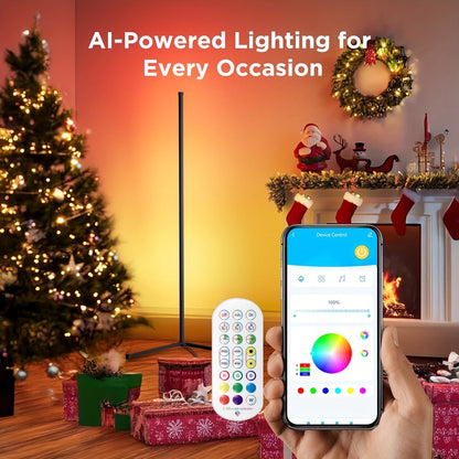 56-Inch RGB Corner Floor Lamp in One- or Two-Piece Options with Remote, App and Button Controls