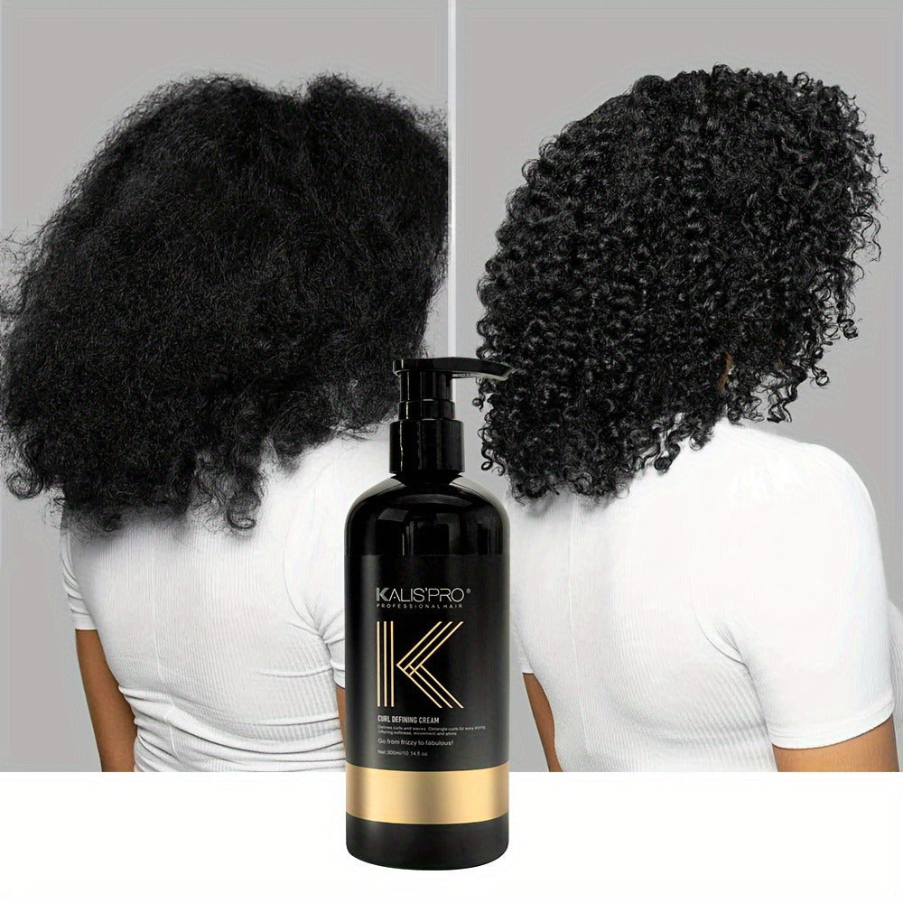 Curl Defining Cream with Detangling Brush Set 10.14 oz — Anti-Frizz Curl Enhancer, Long-Lasting Bouncy Curls, Non-Sticky Lightweight Hold, Salon Quality for Curly Wavy & Coily Hair, Women & Men
