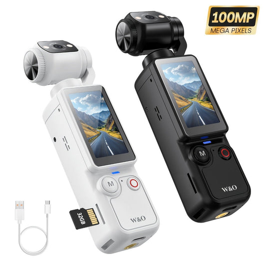W&O Pocket Camera with Webcam Function | 1.9" Screen, 180° Rotating Shot, 2000mAh Battery, USB-C Charging, 32G Card, Outdoor Sports Cam for Cycling, Travel & Personal Use – Birthday & Christmas Gift