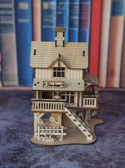 3D Wooden Puzzle Model Kit Forest Cabin – DIY Rustic Treehouse Building Set Interlocking Wood Blocks, STEM Brain Teaser Architecture Craft Gift for Adults Teens Home Office Decor