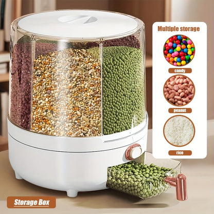 Rotating Grain Food Storage Organizer with Six Compartments and 13lb or 22lb Capacity Options