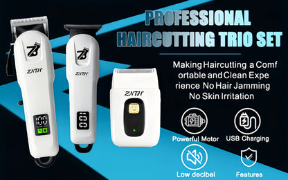 Professional Hair Clipper Kit 9-in-1 Trimmer for Haircut Bald Head Shaving LCD Display USB Fast Charge Long Battery Stainless Steel Blade 4 Guide Combs for Home Barbershop