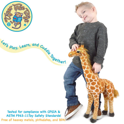 Jocelyn Poseable Giraffe Stuffed Animal 22 Inch – Baby Kenyan Giraffe Plush Toy with Story Card CPSIA ASTM Safety Certified Soft Realistic Safari Gift for Kids Boys Girls Ages 3+