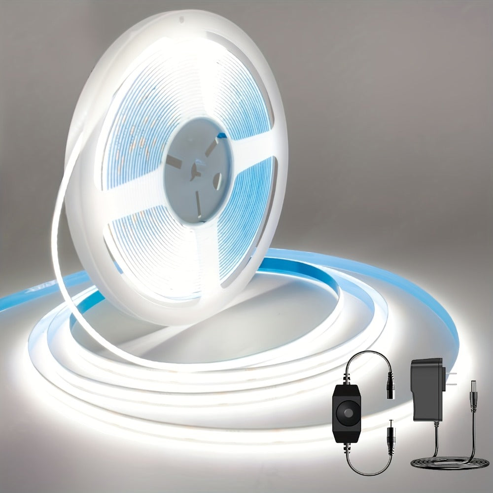 COB LED Strip Light 4800LEDs 32.8FT No - High Density Dimmable Knob Switch Ultra-Thin 8mm Flexible for Home, Desk and Accent Lighting