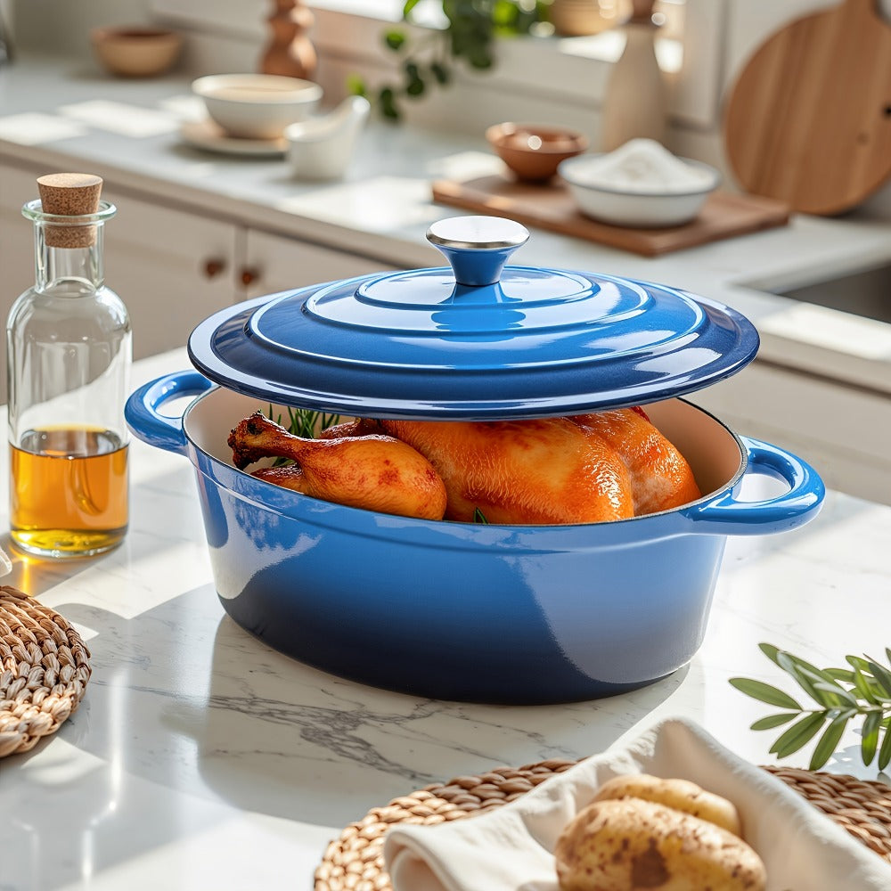 Dutch Oven Cookware by Uyi, 4.5QT Enameled Cast Iron Pot with Lid, Dual Handles and Four Color Options