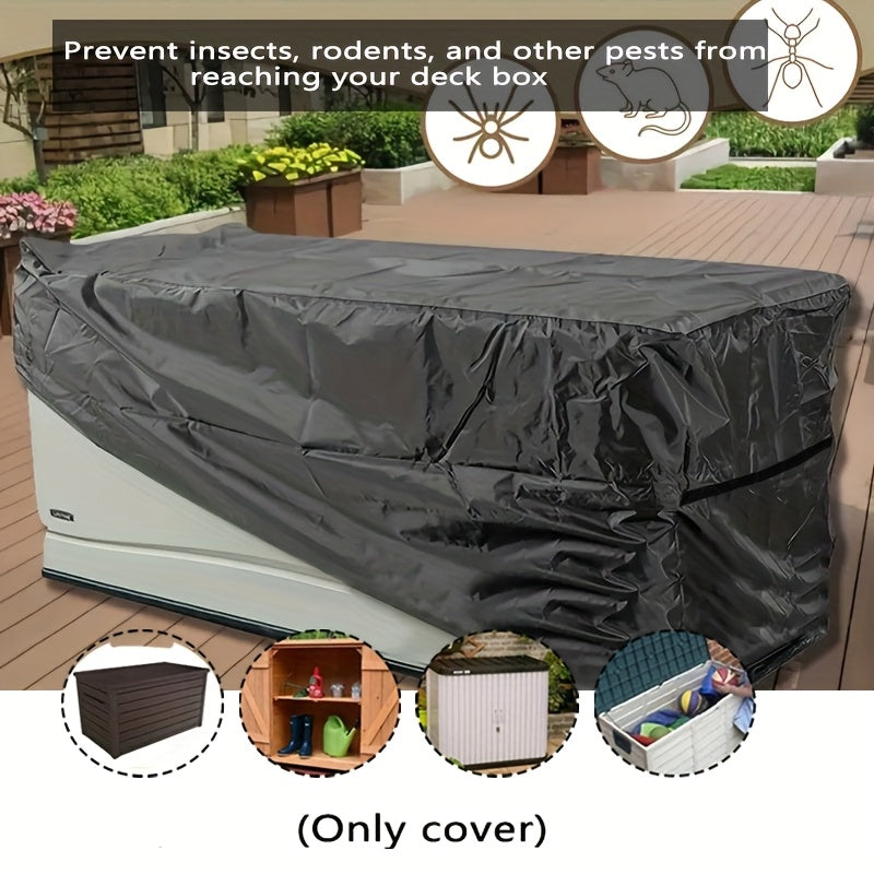 Black Patio Deck Box Cover with Buckle Straps in 51-, 58- or 62-Inch Length Options and Three Profiles