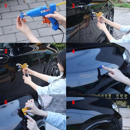 PDR Paintless Dent Repair Kit 21pcs – Car Dent Puller with Hot Glue Gun, Bridge Puller & Suction Tabs, DIY Auto Body Dent Removal Tool Set, No Paint Damage, Fits Cars Trucks SUVs