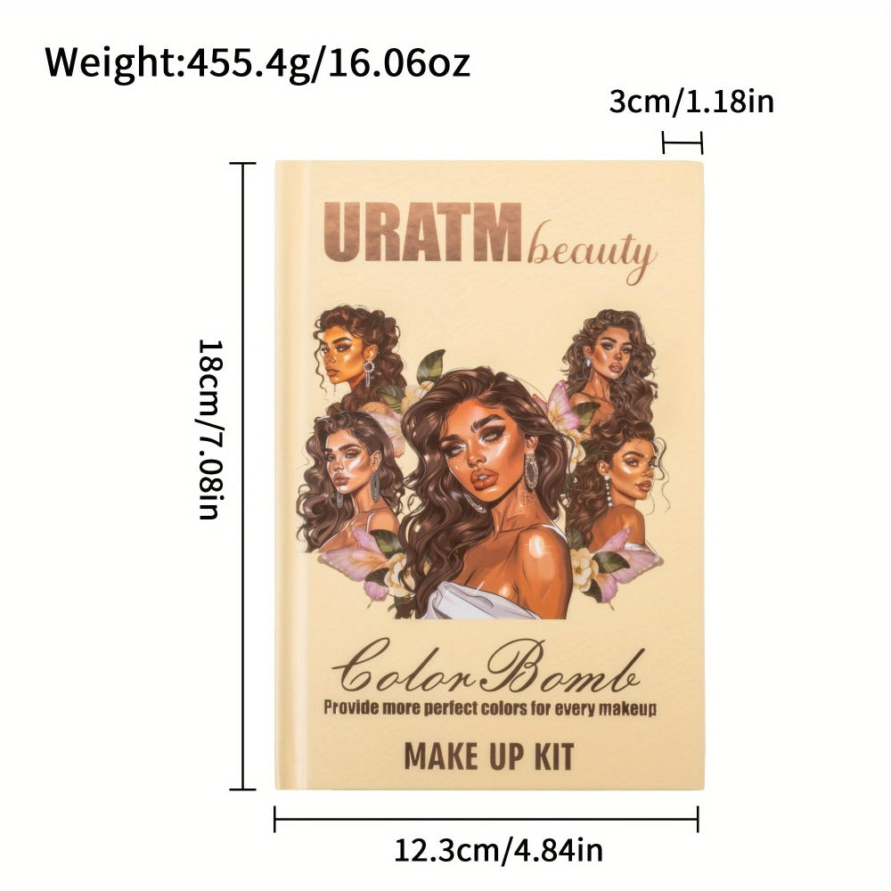 Eyeshadow Palette URATM Beauty 43-Color Book-Style Folding Makeup Kit with Eye and Face Color Pan Groups