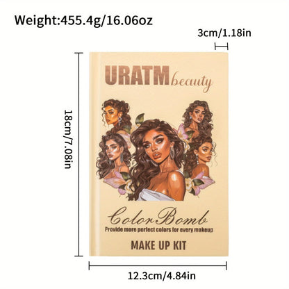 Eyeshadow Palette URATM Beauty 43-Color Book-Style Folding Makeup Kit with Eye and Face Color Pan Groups