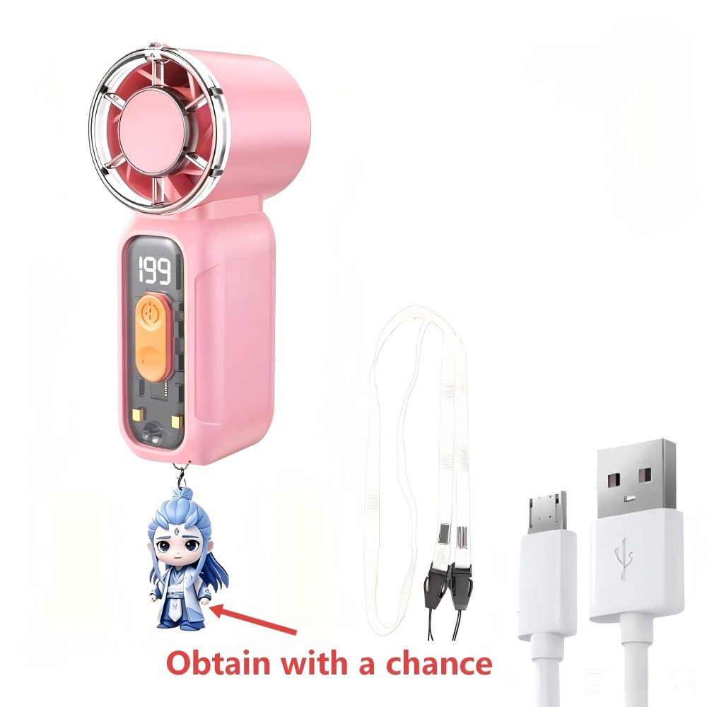 Foldable Handheld Fan with Contact Cooling Plate, Digital Display, 1-100 Speeds and Six Styles