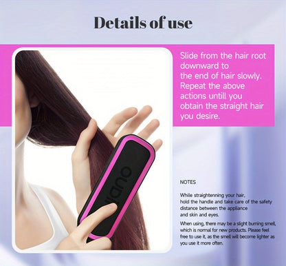 Hair Straightener Brush for Home and Travel and Salon Hair Styling with Fast Heat-Up & Anti-Scald Protection