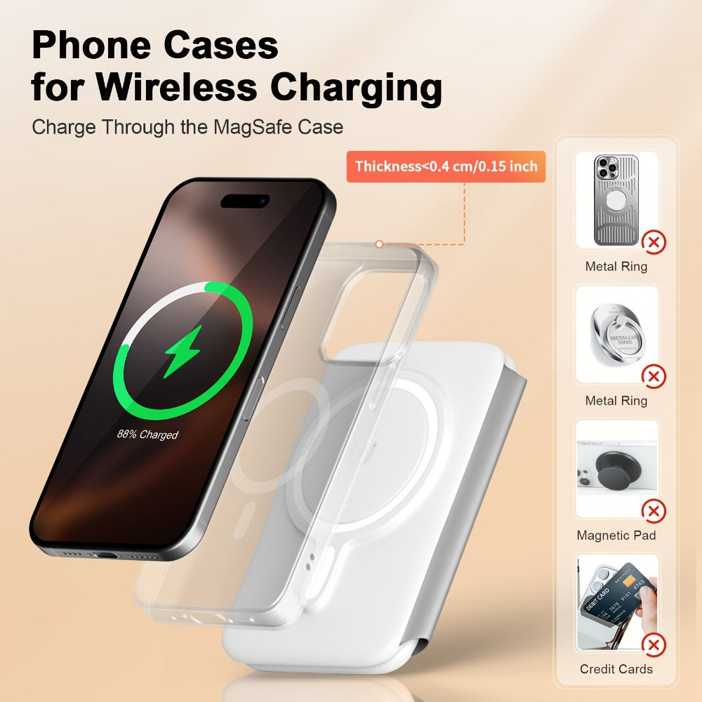 Foldable Three-Device Wireless Charging Station for Phone, Watch and Earbuds with Magnetic Supports