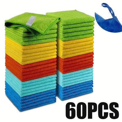 Microfiber Cleaning Cloths 50/60 Pack – Ultra-Soft Scratch-Free Towels for Car Detailing, Kitchen & Home, Quick-Dry Absorbent Lint-Free Rags, 5 Colors, 12"x12", Machine Washable