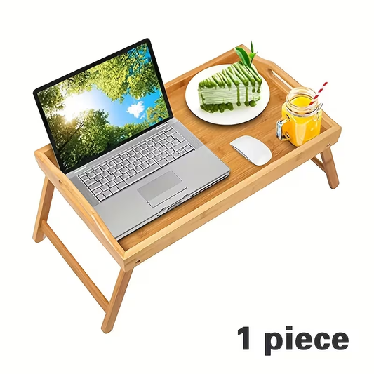 Bamboo Bed Tray with Folding Legs Large 19.5x12 Inch Lap Desk for Breakfast Sofa Laptop Reading Drawing Snack Tray Eco Friendly Foldable Portable Natural Bamboo