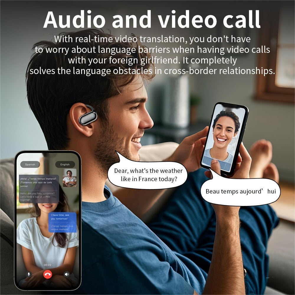AI Translation Earbuds 144 Languages Real-Time Bluetooth 6.1 TWS Meeting Notes Noise Cancelling Crystal Mic Touch Control Type-C Charging All Smartphones Business Travel