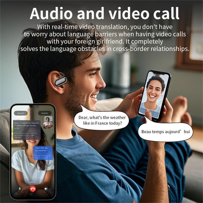 AI Translation Earbuds 144 Languages Real-Time Bluetooth 6.1 TWS Meeting Notes Noise Cancelling Crystal Mic Touch Control Type-C Charging All Smartphones Business Travel