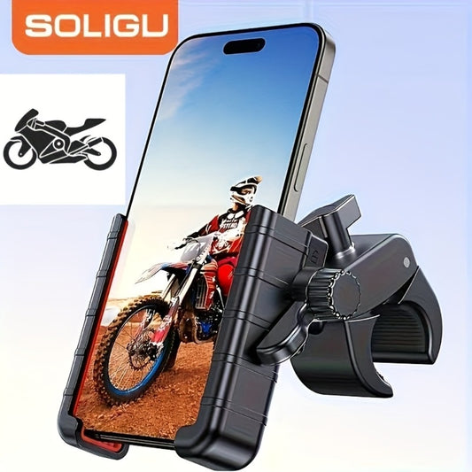 Motorcycle Phone Mount Handlebar Quick Lock – Universal Bike Phone Holder for 4"-7" Phones, No-Block Camera Design, Non-Slip Secure Clamp for iPhone, Samsung & All Smartphones, Black/Red