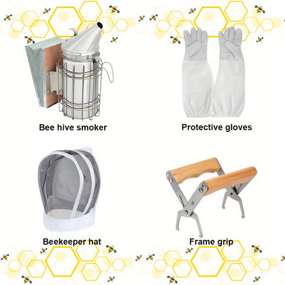 12-Piece Beekeeping Starter Kit with Veil, Gloves, Bee Smoker, Brush, Frame Grip and Hive Tools