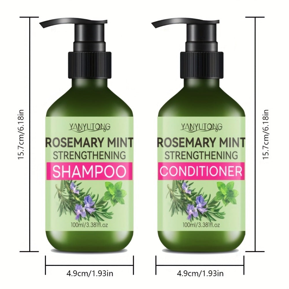 Three-Piece Rosemary Mint Hair Care Set with 3.38 oz Pump Shampoo, Conditioner and Oil Formats