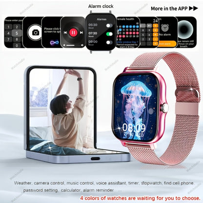 Smartwatch Gift with Metal Strap, Wireless Calling, Music Player and App Alerts in Four Colors