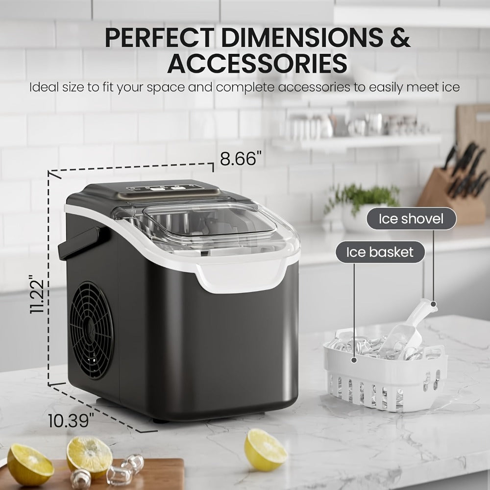 Countertop Bullet Ice Maker with 26 lb Daily Label, Cleaning Cycle and Four Color Selections