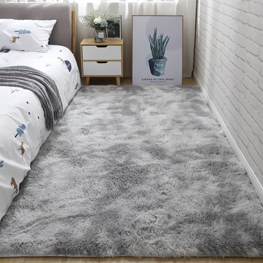 Tie-Dye Plush Area Rug with 160 x 80 cm Light Gray or 160 x 90 cm Light Gray and Dark Black Options