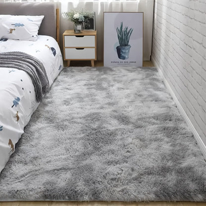 Tie-Dye Plush Area Rug with 160 x 80 cm Light Gray or 160 x 90 cm Light Gray and Dark Black Options